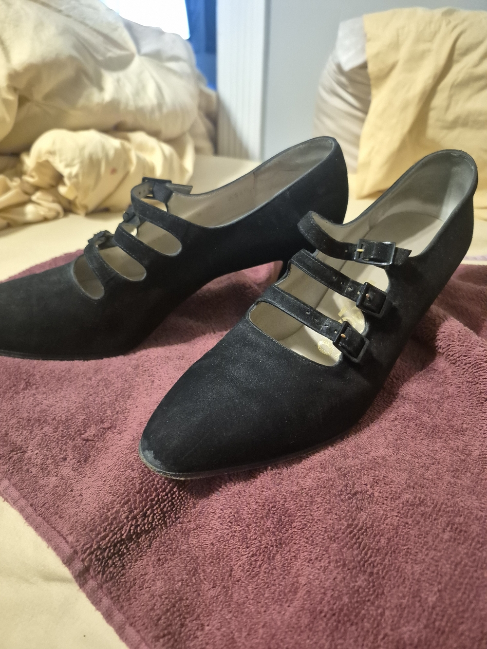 Authentic vintage Salvatore Ferragamo Triple-Strap Women’s Mary Jane Heels